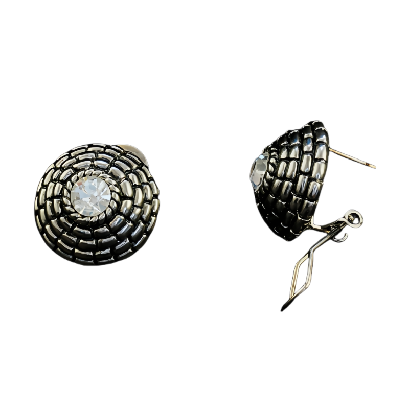 Elegant Crystal - Embellished Woven - Design Brass Earrings - A Timeless Accessory