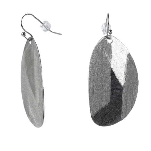 Elegant Geometric - Patterned Silver Brass Earrings - A Modern Accessory