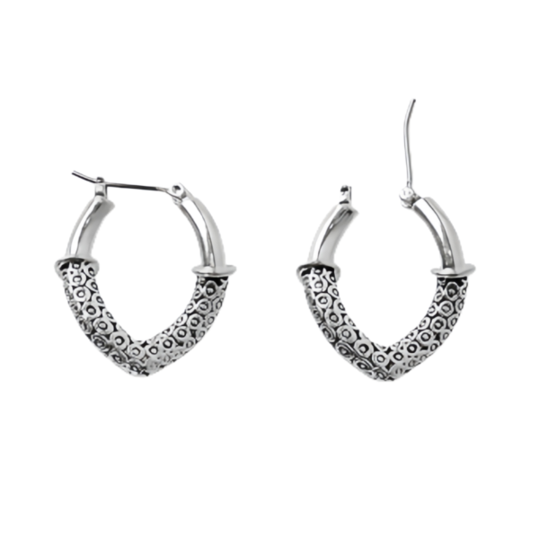 Elegant Silver - Etched Hoop Brass Earrings - A Timeless Accessory