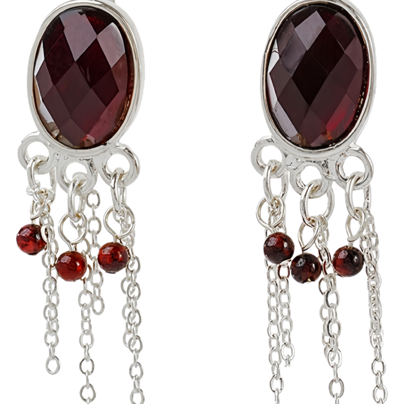 Glamorous Garnet - Draped Earrings - A Captivating Accessory