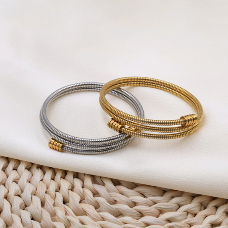 Golden - Thread and Silver - Cord Twisted - pattern Bracelets Bracelet