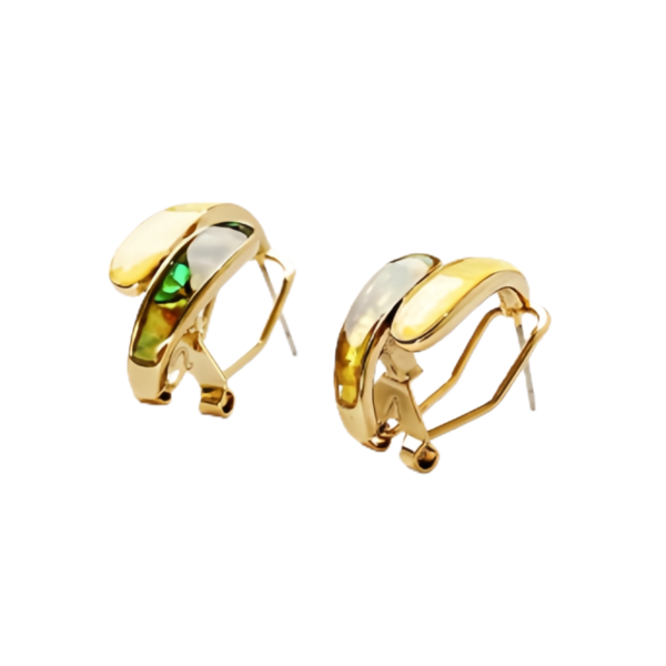 Gorgeous Golden - Shell Inlaid Brass Earrings - A Must - Have Fashion Accessory