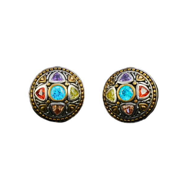 Gorgeous Multi - colored Crystal Stud Brass Earrings - A Fashionable Statement