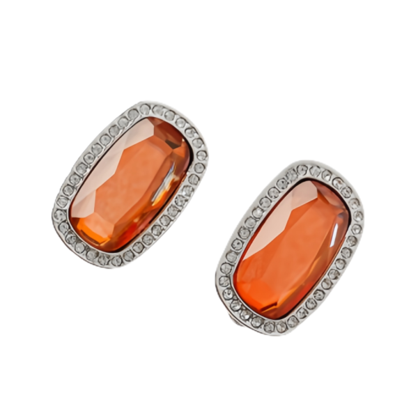 Gorgeous Orange Sapphire - like Stud Brass Earrings - A Timeless Accessory