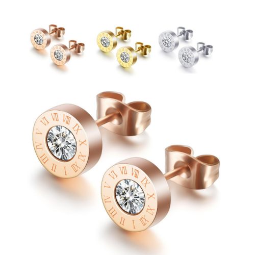 Zircon Round Stud Earrings