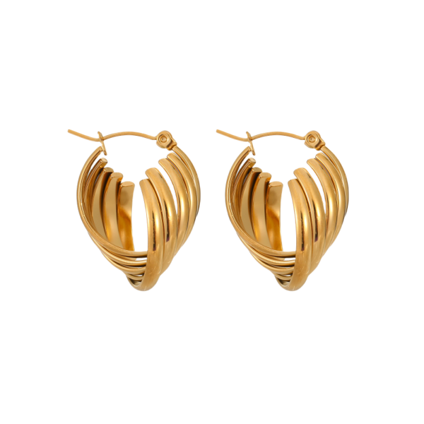 Golden Layered - Shimmering Hoop Earrings
